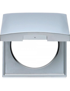 Aro c/tampa p/tomada cinza cromado