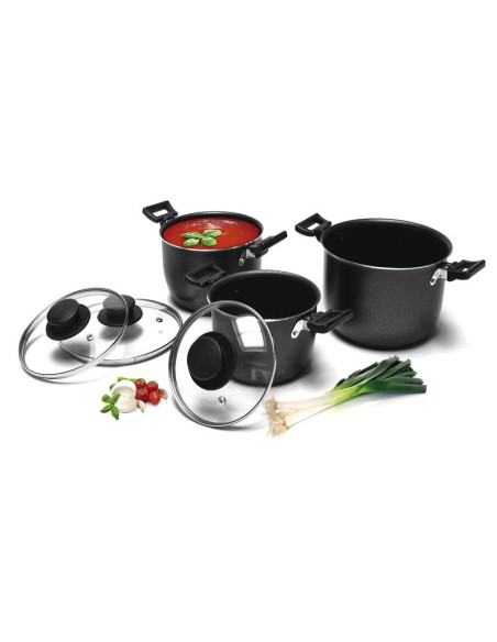 Conjunto tachos Aluminio 6 Peças