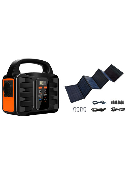 Bateria portatil 155w lifepo4 42000 mah c/painel solar 40w