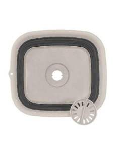 Alguidar Dobravel Silicone Com Válvula Cinza