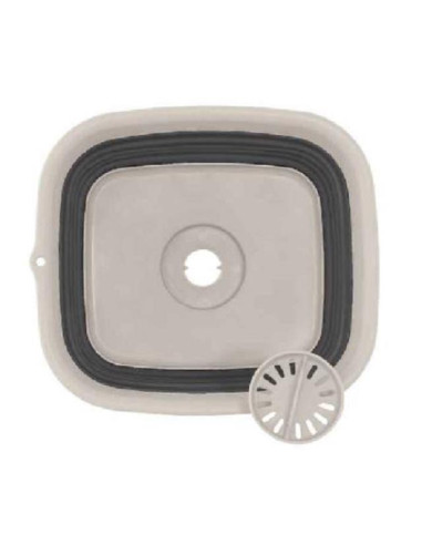 Alguidar Dobravel Silicone Com Válvula Cinza