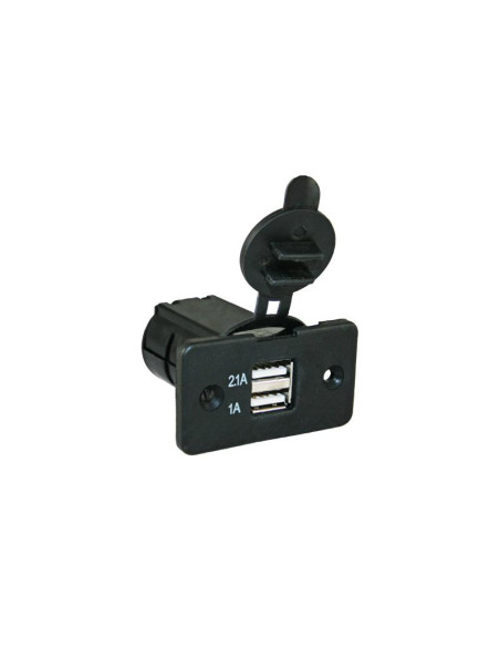 Tomada dupla USB com tampa rectangular