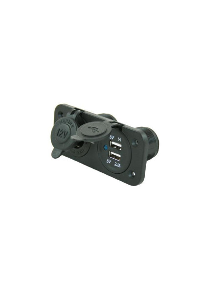 Tomada dupla USB com tampa rectangular