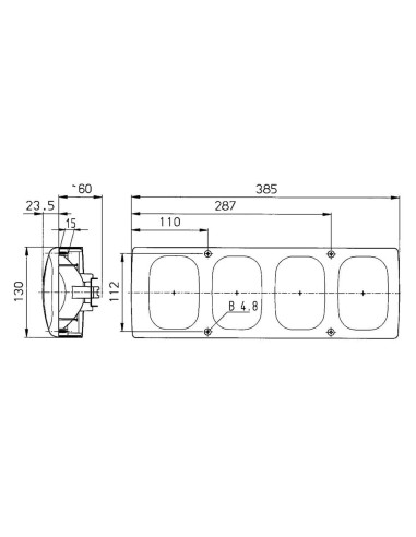 Farolim Traseiro Pisca Stop Minimo 385x112 mm