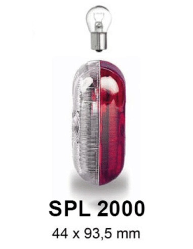 Farolim Minimo Lateral Arredondado Vermelho e Branco