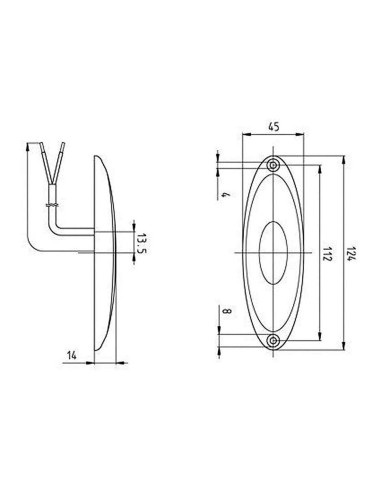 Farolim Lateral Led Laranja Base Branca