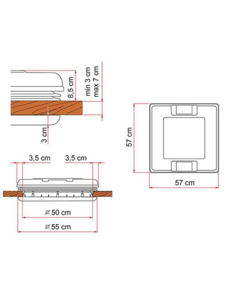 Claraboia Vent Fiamma Cristal 50x50cm