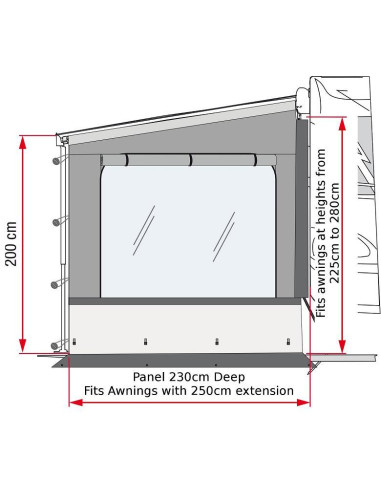 Lateral Direita Side W Pro Shade Para toldo Fiamma F45/F65