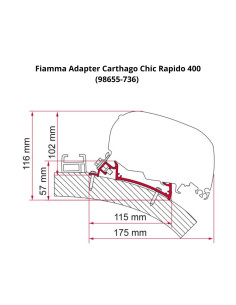 Adaptador p/toldo 400 Fiamma F65i p/Carthago Chic 2