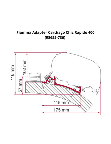 Adaptador p/toldo 400 Fiamma F65i p/Carthago Chic