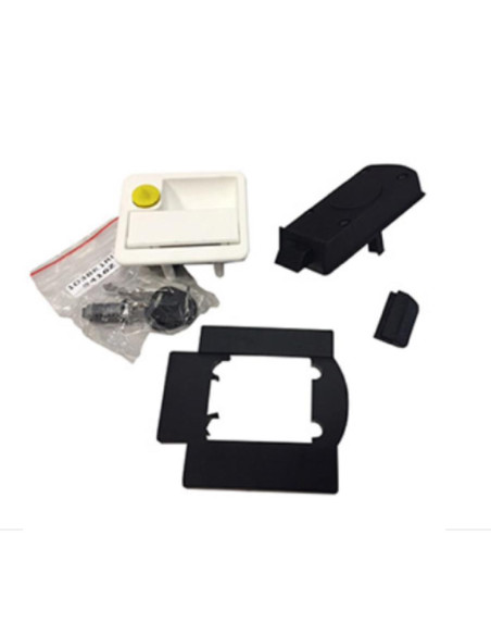 Fechadura exterior quadrada, branca, c/canhão e chave