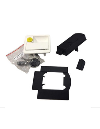 Fechadura exterior quadrada, branca, c/canhão e chave