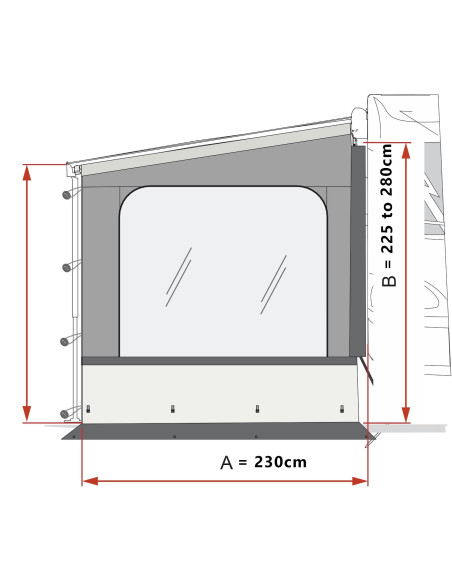 Lateral side W Pro para toldo Fiamma F45/F65/F70