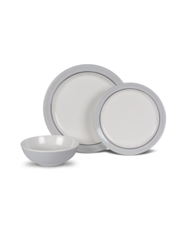 Conjunto Louça Classic Grey Cinza 12pc