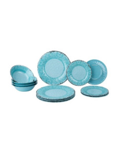 Conjunto Louça melamina 12 peças Azul Turquesa