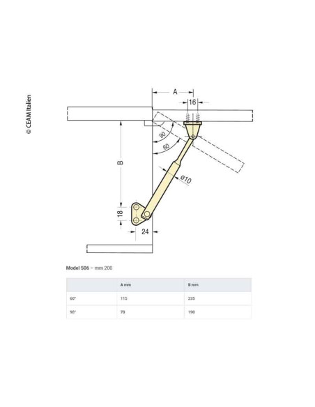 Compasso armário metálico 200mm c/amortecedor