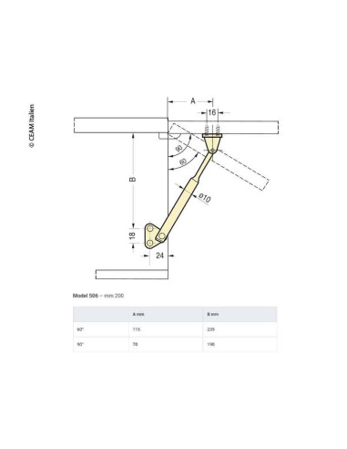 Compasso armário metálico 200mm com amortecedor