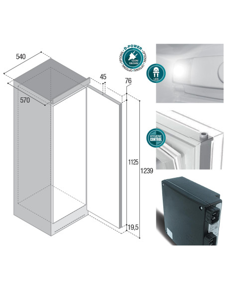 Frigorifico C190MP a compressor 12V/24/Modulo 230V Branco