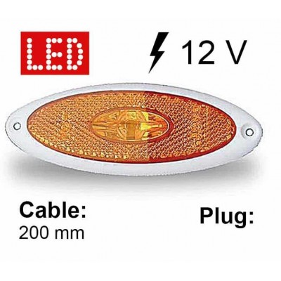 Farolim Lateral Led Laranja Base Branca