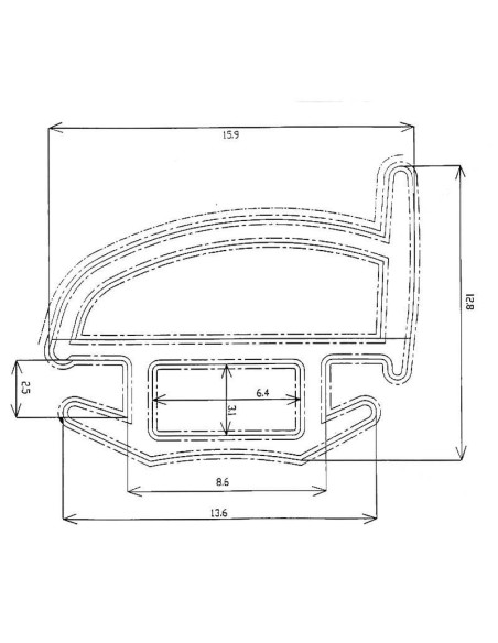 Perfil de borracha negra p/ portas 159mm