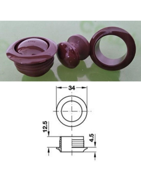 Fecho TicTac c/botão castanho completo