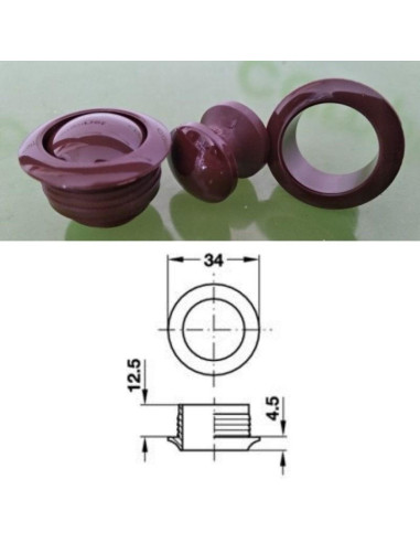 Fecho TicTac c/botão castanho completo