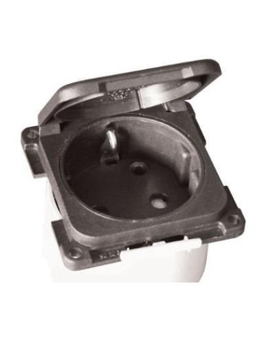 Tomada 220v com tampa castanha