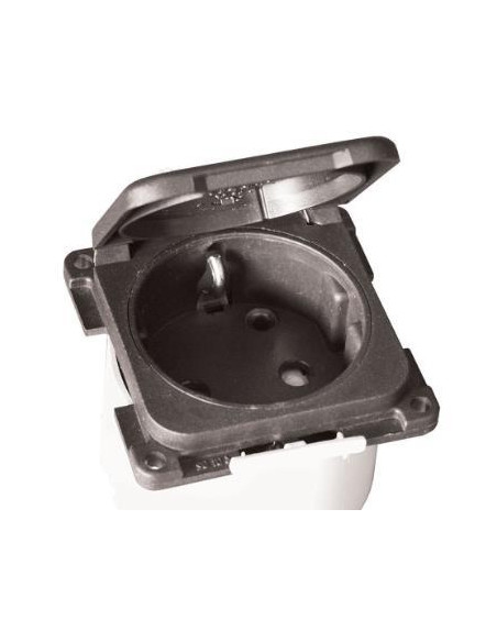 Tomada 220v com tampa castanha