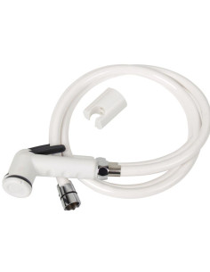 Conjunto de duche com mangueira e suporte branco