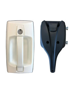 Fechadura de porta de habitaculo branca c/canhão e chave 2