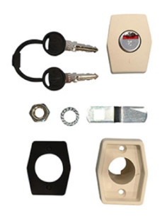 Fechadura exterior branca com canhao e chave