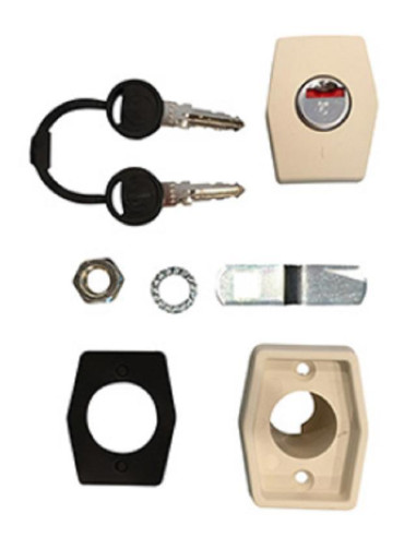 Fechadura exterior branca com canhao e chave