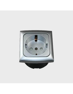 Tomada 220V interior cinza com aro