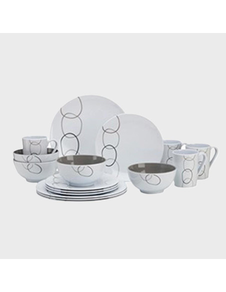 Conjunto louça 16 peças Rings melamina