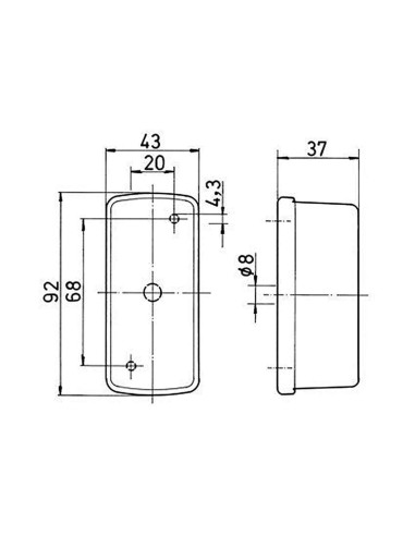 Farolim Lateral Minimos 43x92mm Encaixe Rápido