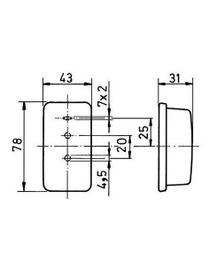 Farolim lateral Minimo 78x43x31mm visto de lado 2