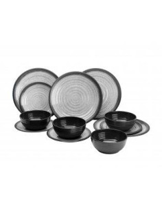 Conjunto Louça 12 peças Granite Grey Melamina