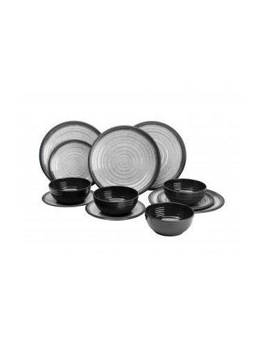 Conjunto Louça 12 peças Granite Grey Melamina