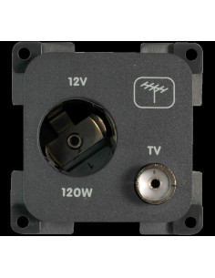 Tomada 12V e Antena TV Cinza