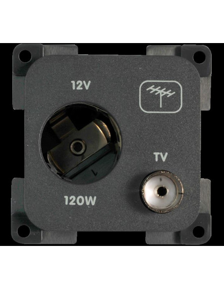 Tomada 12V e Antena TV Cinza