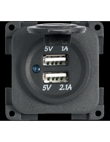 Tomada USB dupla cinza para carregar dispositivos