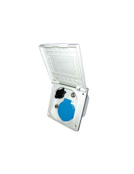 Tomada Exterior 230V e12 V+Antena+Satélite