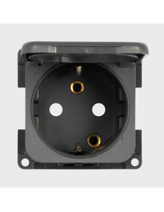 Tomada cinza com tampa