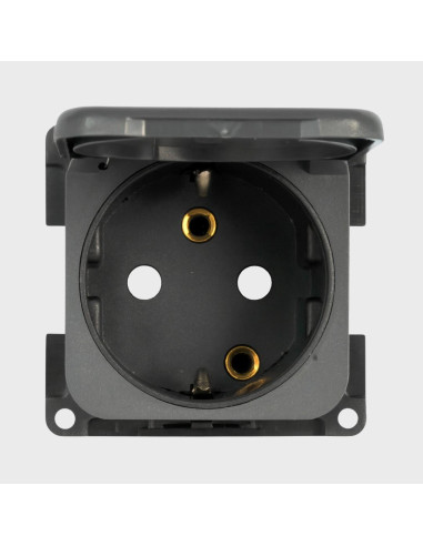 Tomada cinza com tampa