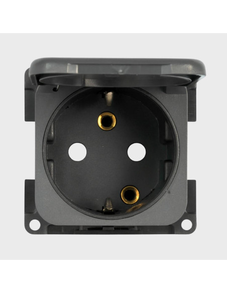 Tomada cinza com tampa