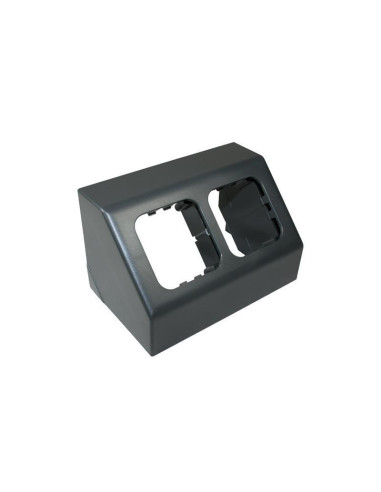 Suporte duplo para tomadas quadradas cinza escuro