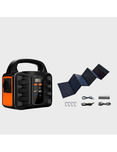 Bateria portatil 155w lifepo4 42000 mah c/painel solar 40w
