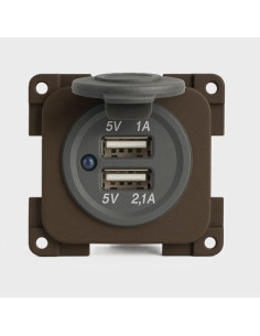 Tomada USB dupla castanha