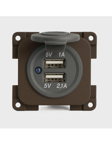 Tomada USB dupla castanha
