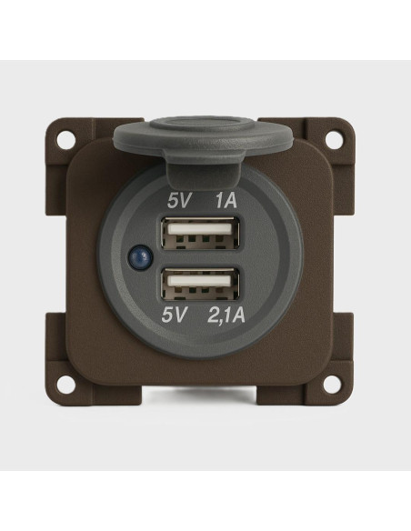 Tomada USB dupla castanha